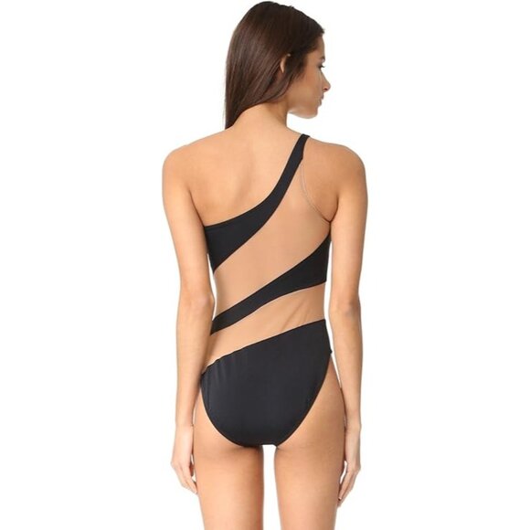 Norma Kamali Snake Mesh Mio One Piece Swimsuit in Black & Nude X-Small New Women - Picture 12 of 15